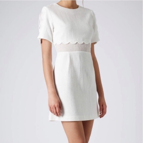 Topshop Dresses & Skirts - Topshop White Scallop Insert Shift Dress size 6